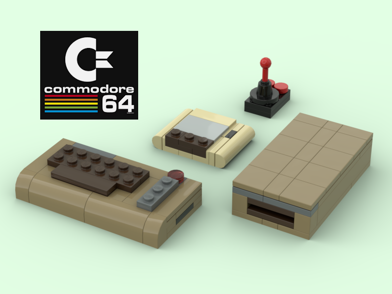 Commodore C64, Floppy 1541, Datasette and Joystick in micro scale