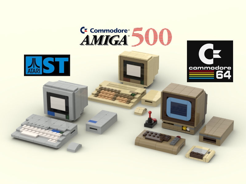 Mega-Set: Commodore C64 Set, Atari 520ST Set und Commodore Amiga 500 Set in micro-scale