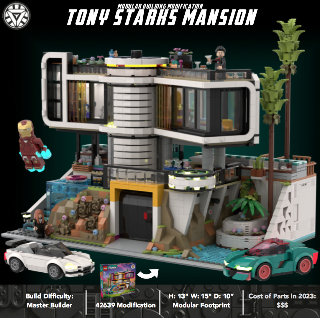 Tony Stark Modular Mansion - 42639 Mod w/ Iron Man Workshop