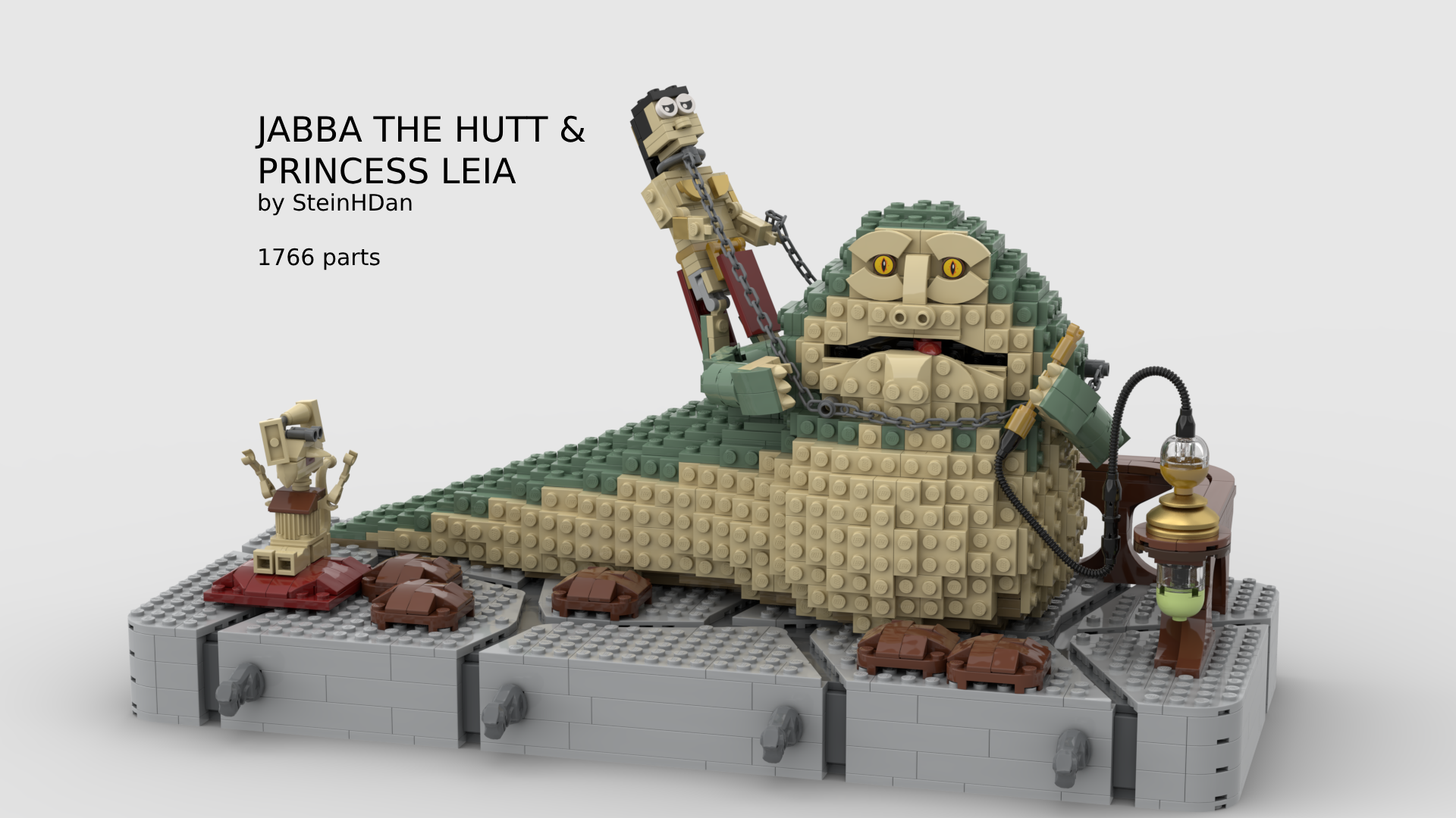 Jabba the Hutt and Princess Leia fight