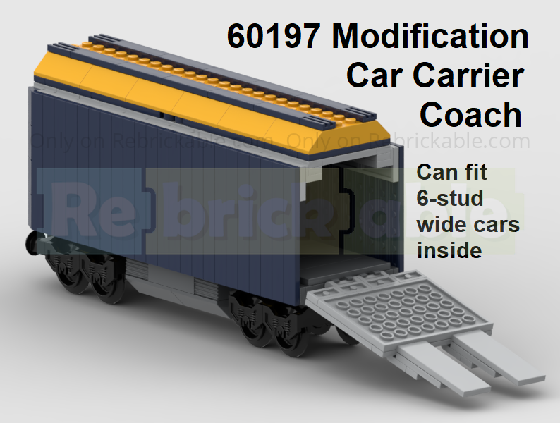 60197 Car Carrier Coach Modification - Can Fit 6 Stud Wide Car Inside
