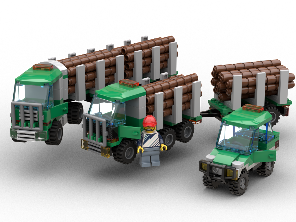 Bulge of logging trucks and trailer (cab over lorry)