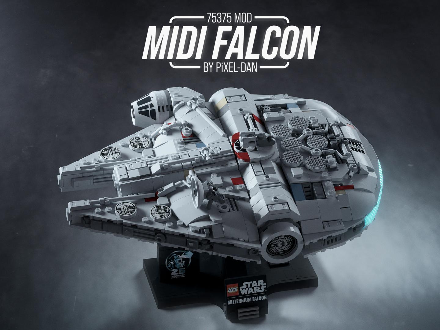 PiXEL-DANs "THE FALCON" / MIDI SIZED but UCS STYLE DETAILED / compatible with 75375 STAND