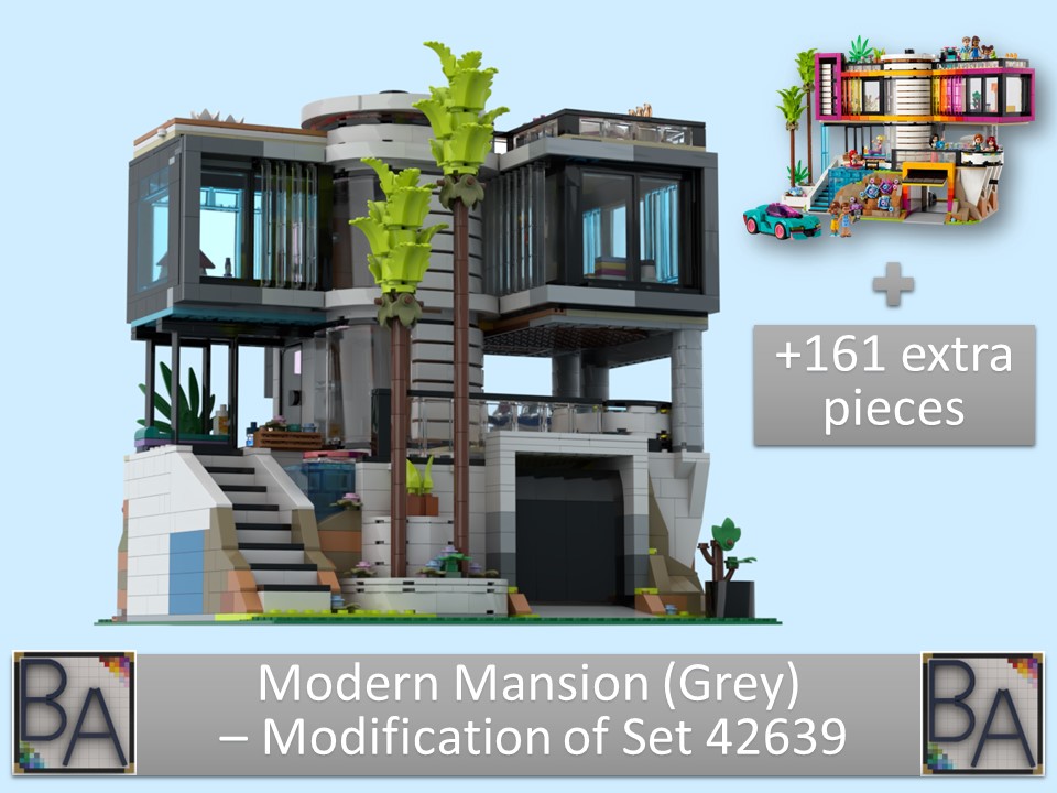Modern Mansion (Grey) - Modification of Set 42639