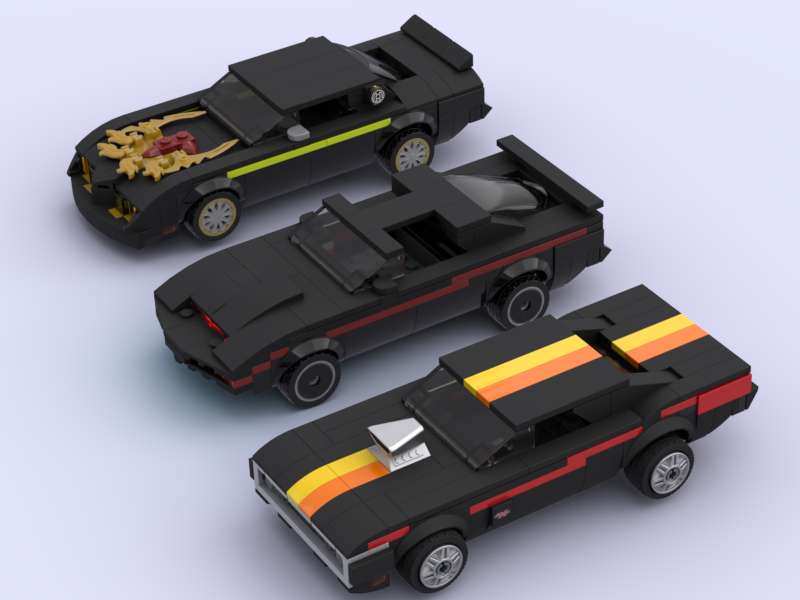 Three famous black cars: Smokey-Bandit, KITT and 1970 Dodge Charger