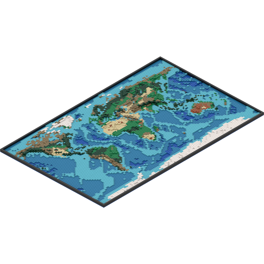Topographical, Colored World Map V3
