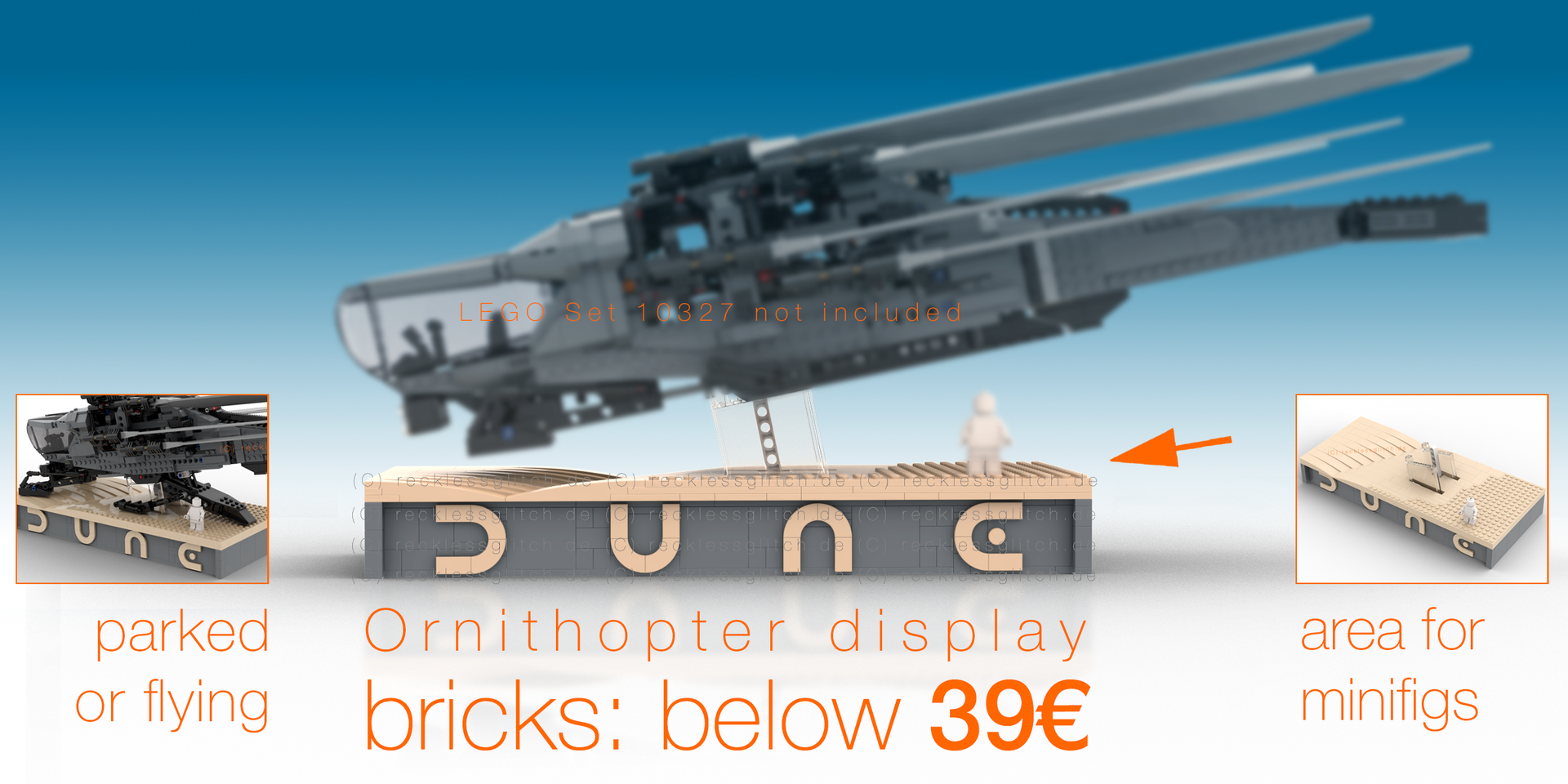 Dune Ornithopter Display Stand for LEGO Atreides Royal Ornithopter 10327 LEGO icons (Dune part two 2024)