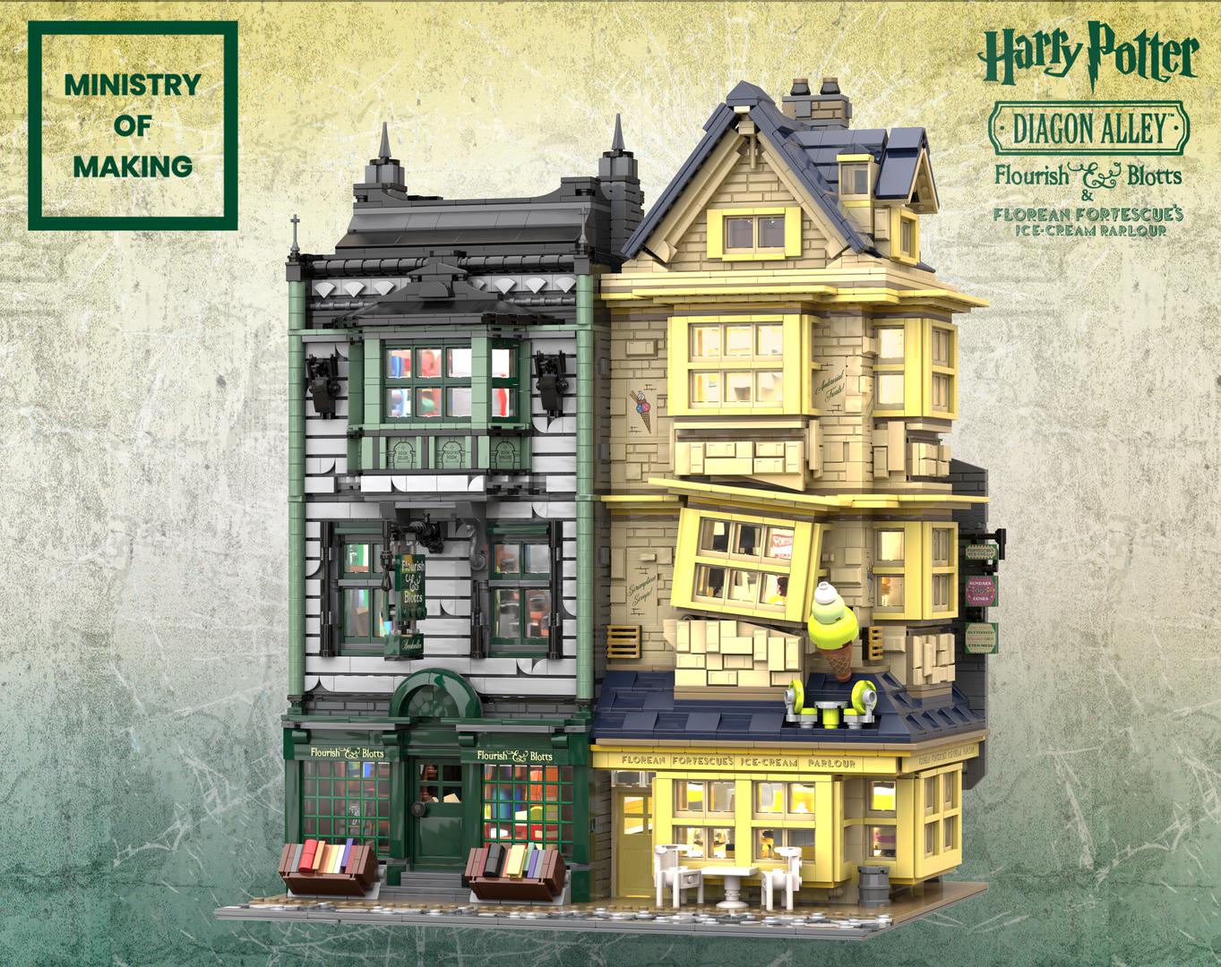 Diagon Alley: Flourish + Blotts &amp; Florean Fortescue's Ice Cream Parlour