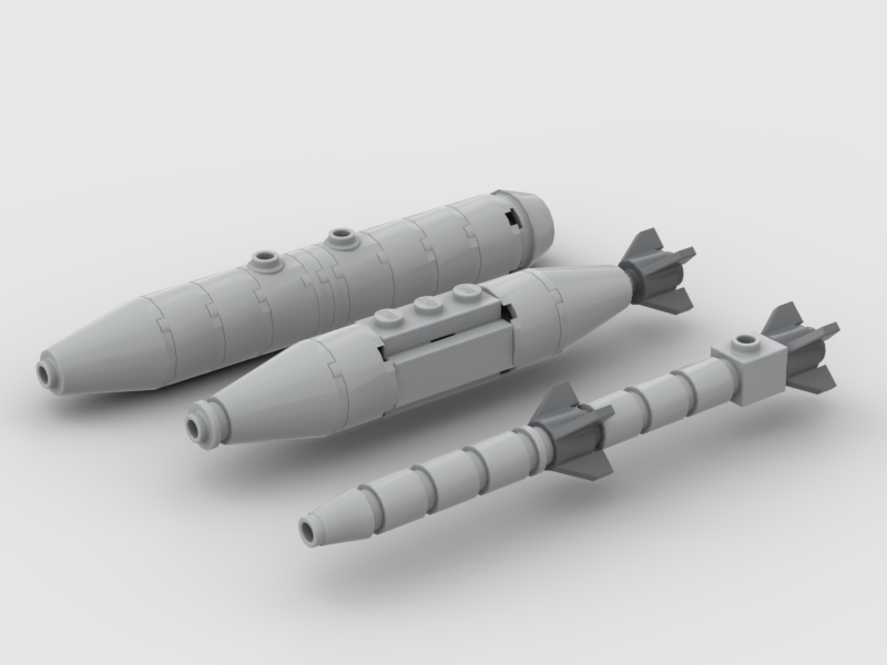 lego rocket, bomb and droptank