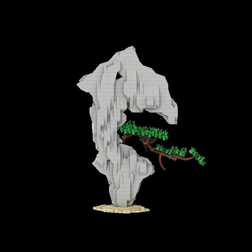 Stones and pine trees