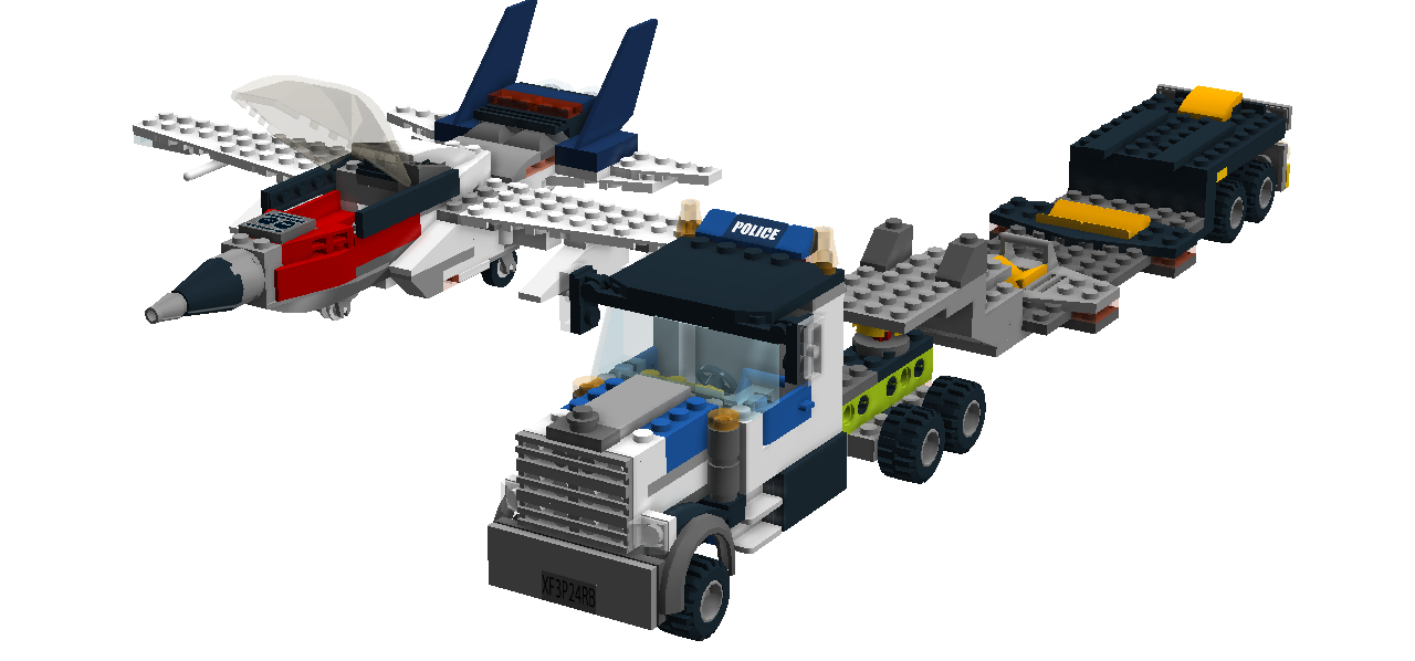 Fighter Jet with Transport Truck and Trailer