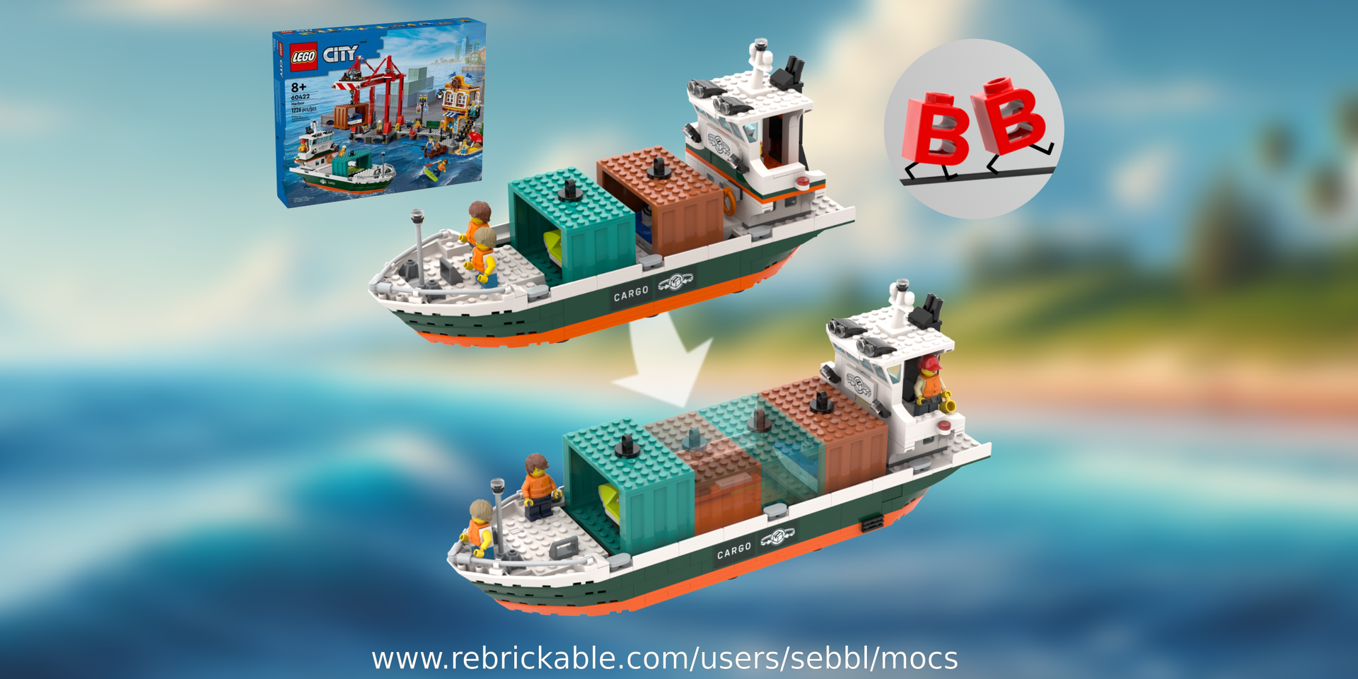 60422: Cargo Ship Upgrade: +2 Containers - No Extra Pieces