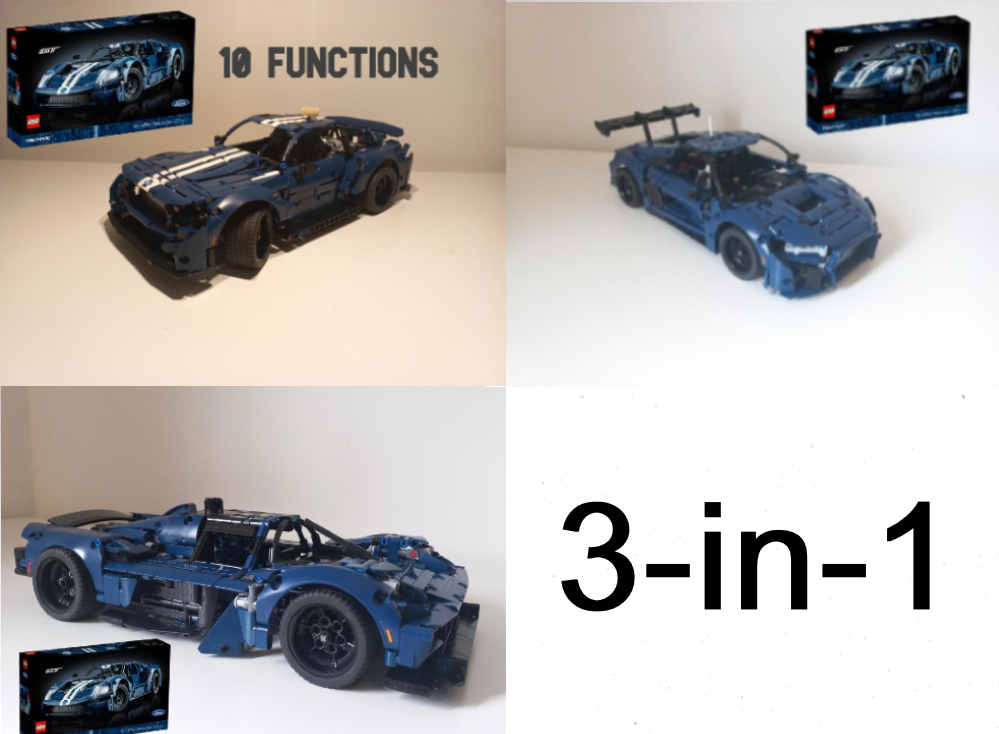 3-in-1 Pack Alternate Build 42154 Ford Mustang, Audi R8 LMS GT3, Aston Martin Valkyrie