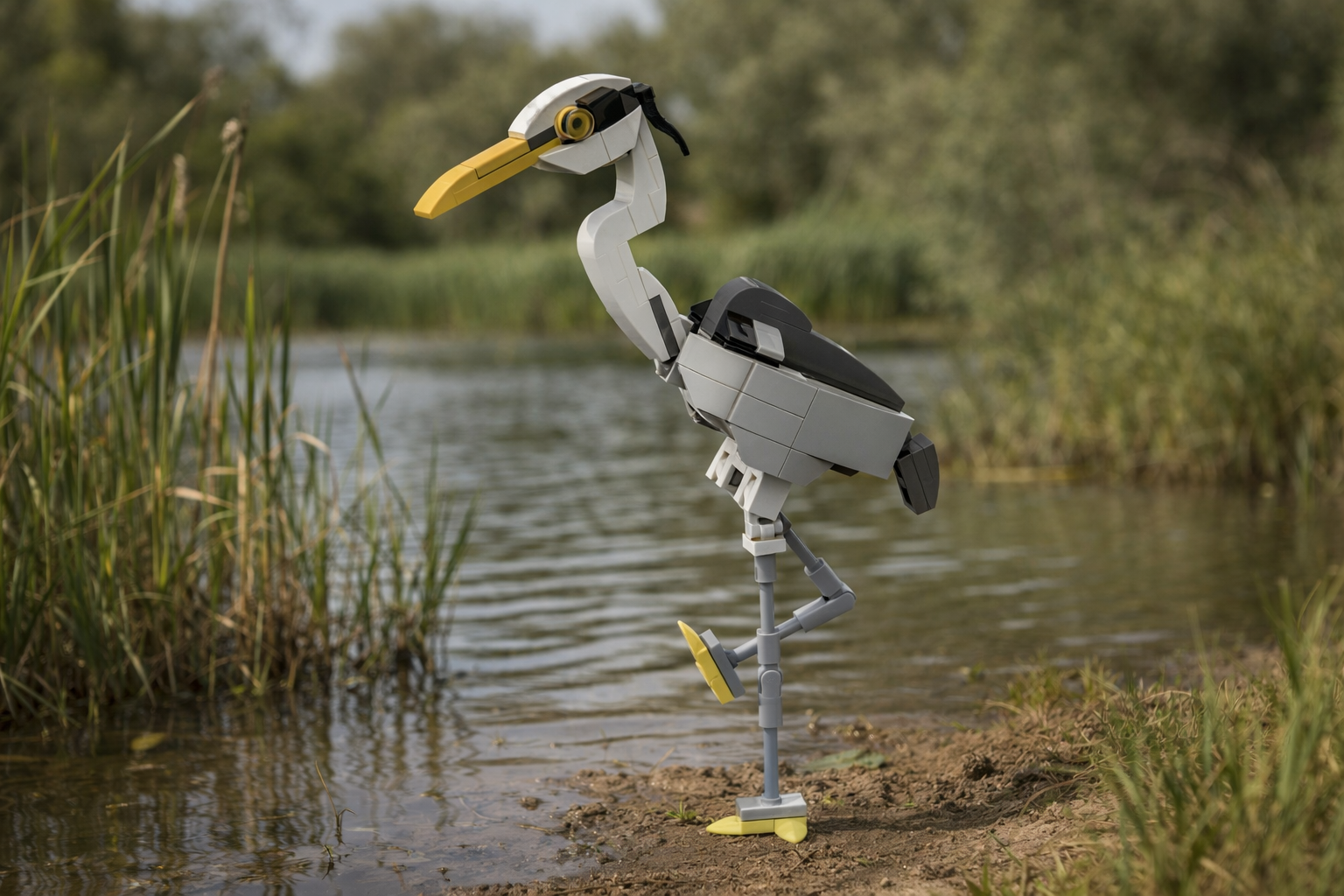 Gray heron (Ardea cinerea) - Posable and elegant