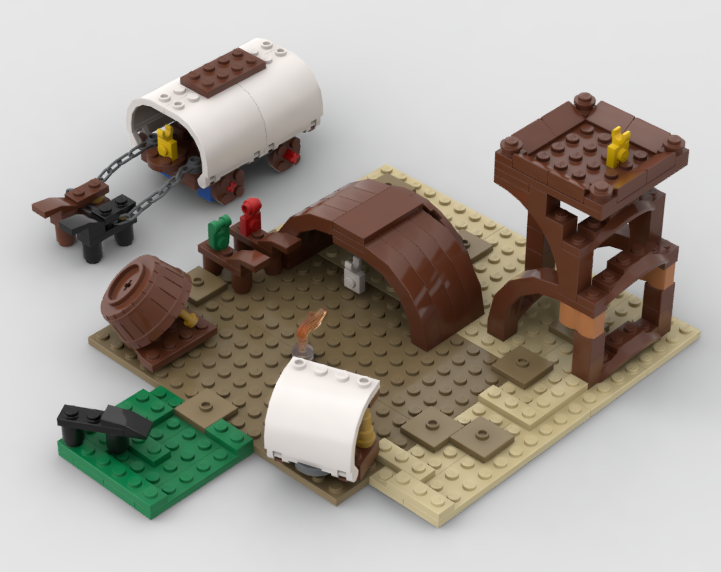 Camp with covered wagon