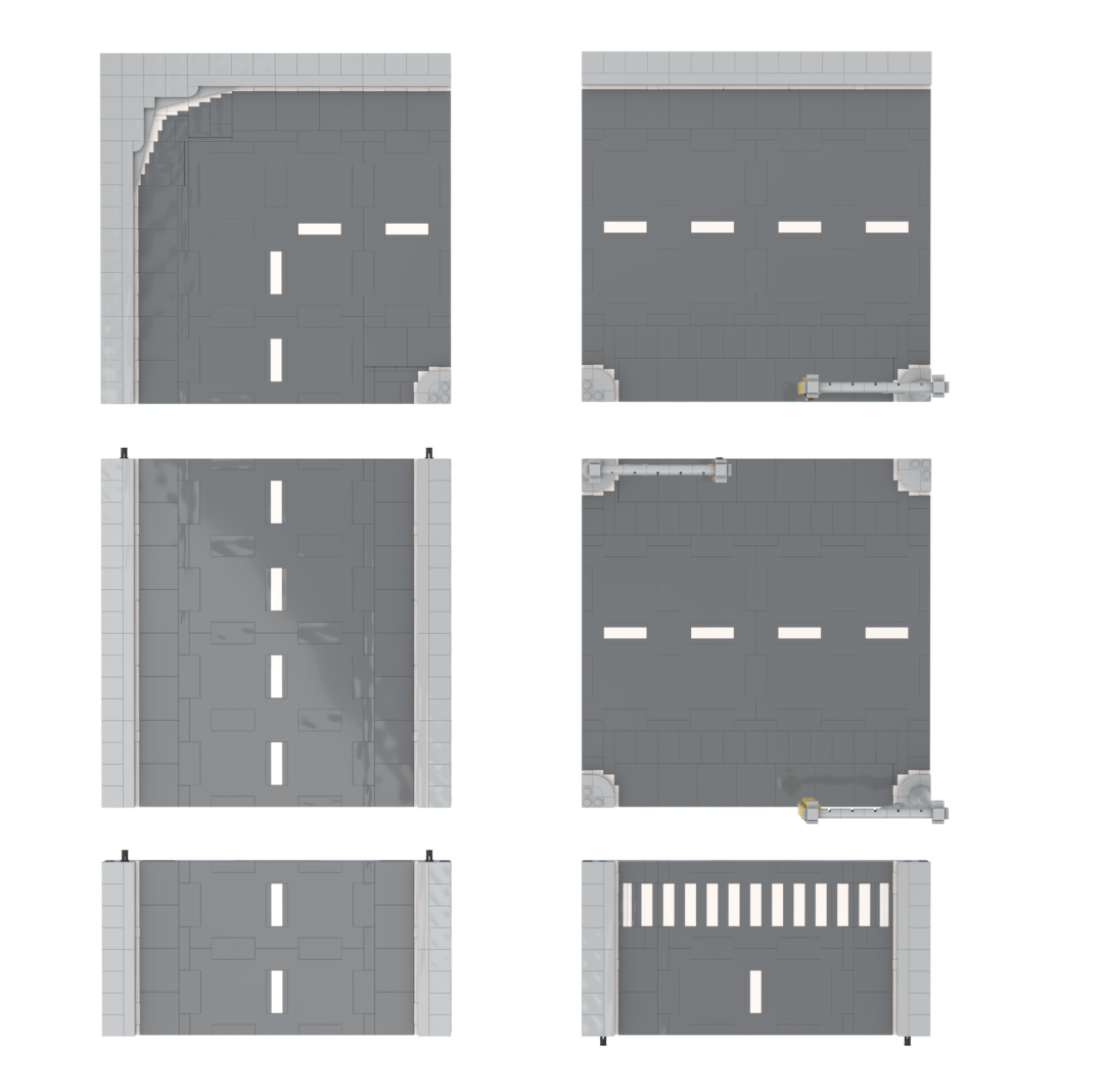 Modular MILS road plates for 8 stud wide cars Bundle