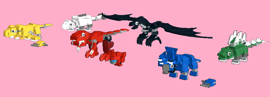 Colorful Dinosaur Combiner Robot