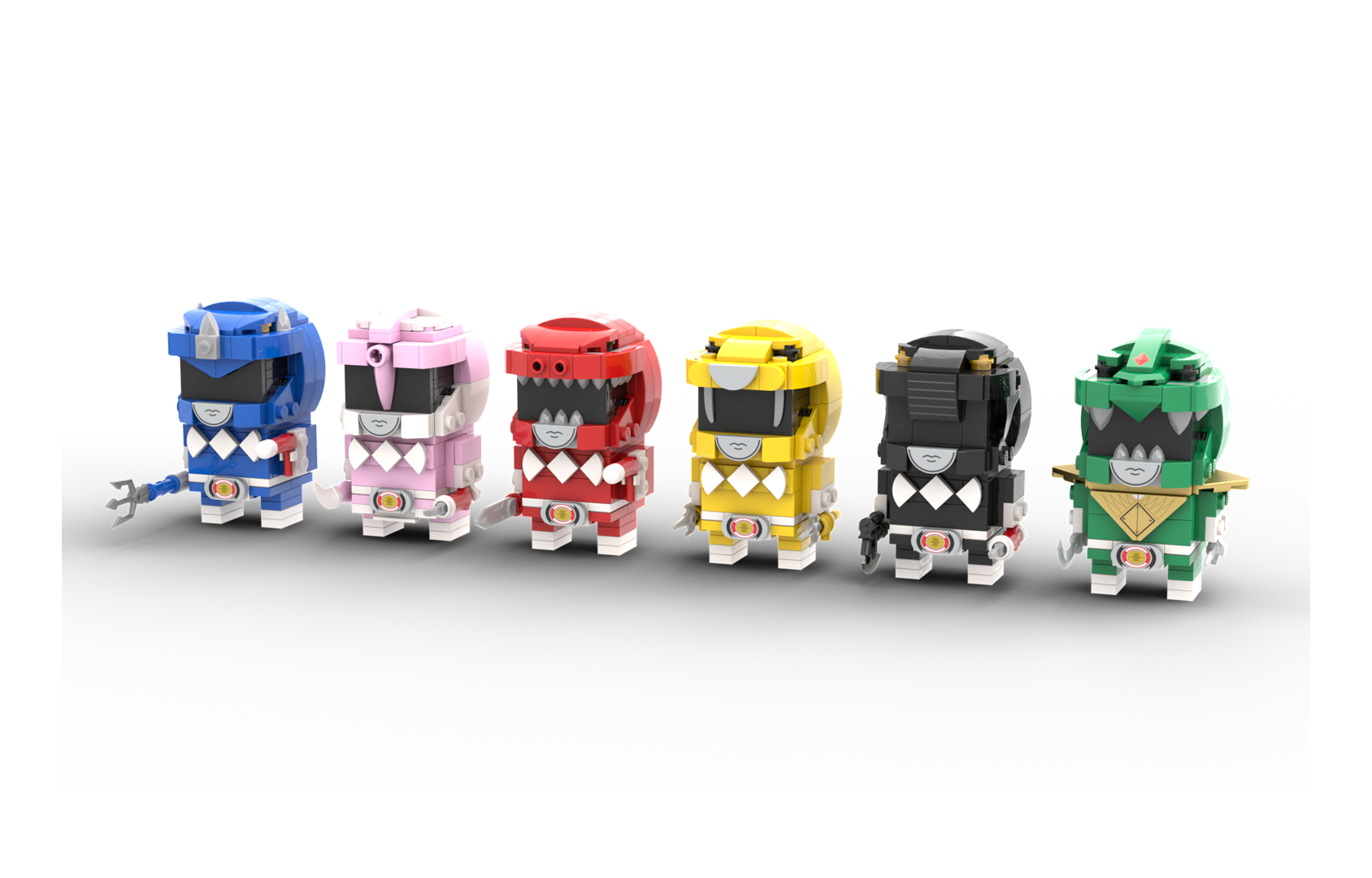 Mighty Morphin Power Rangers Full Team Brickheadz (MMPR, 恐竜戦隊 ジュウレンジャー, ZyuRanger)