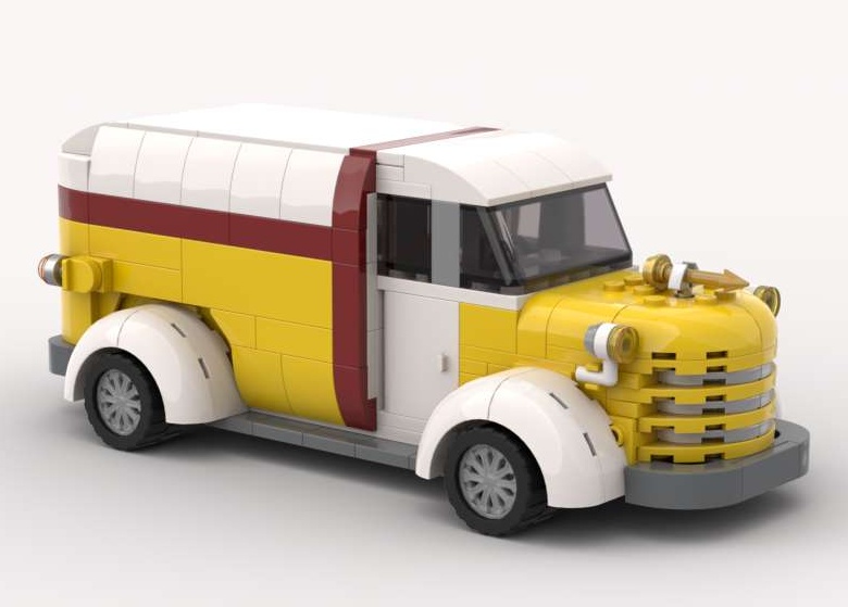 Old Chevy Panel Truck 1930s or 40s with big rounded fenders