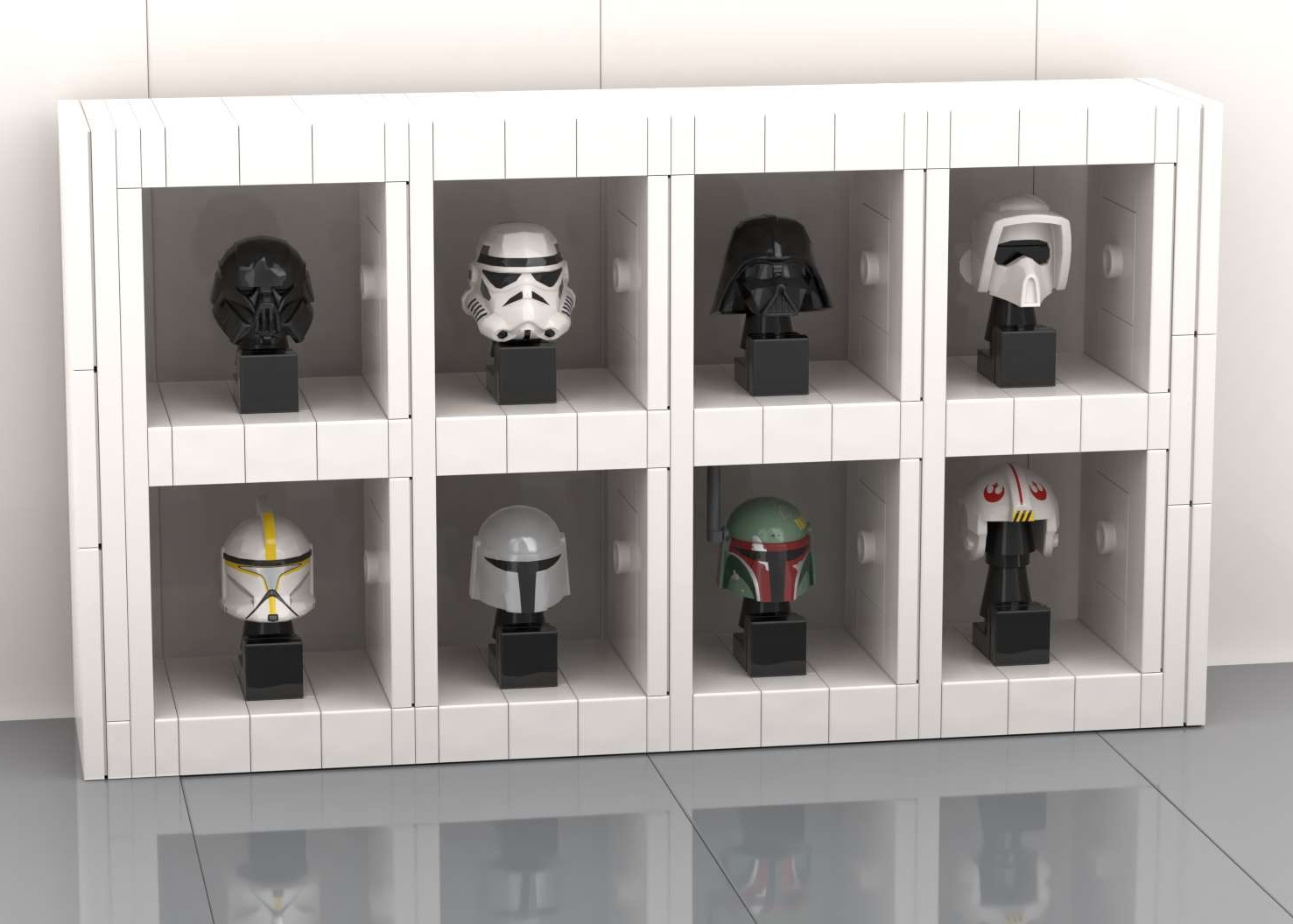 Minifig scale Ikea like Kallax shelf