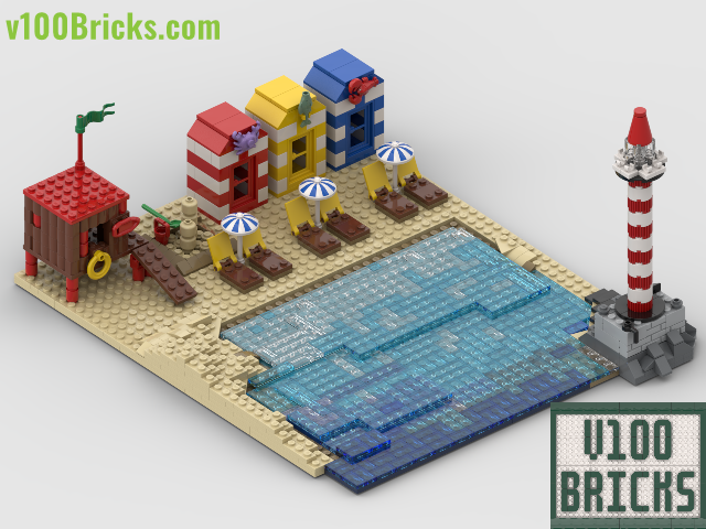 Beachfront Scene with Lighthouse