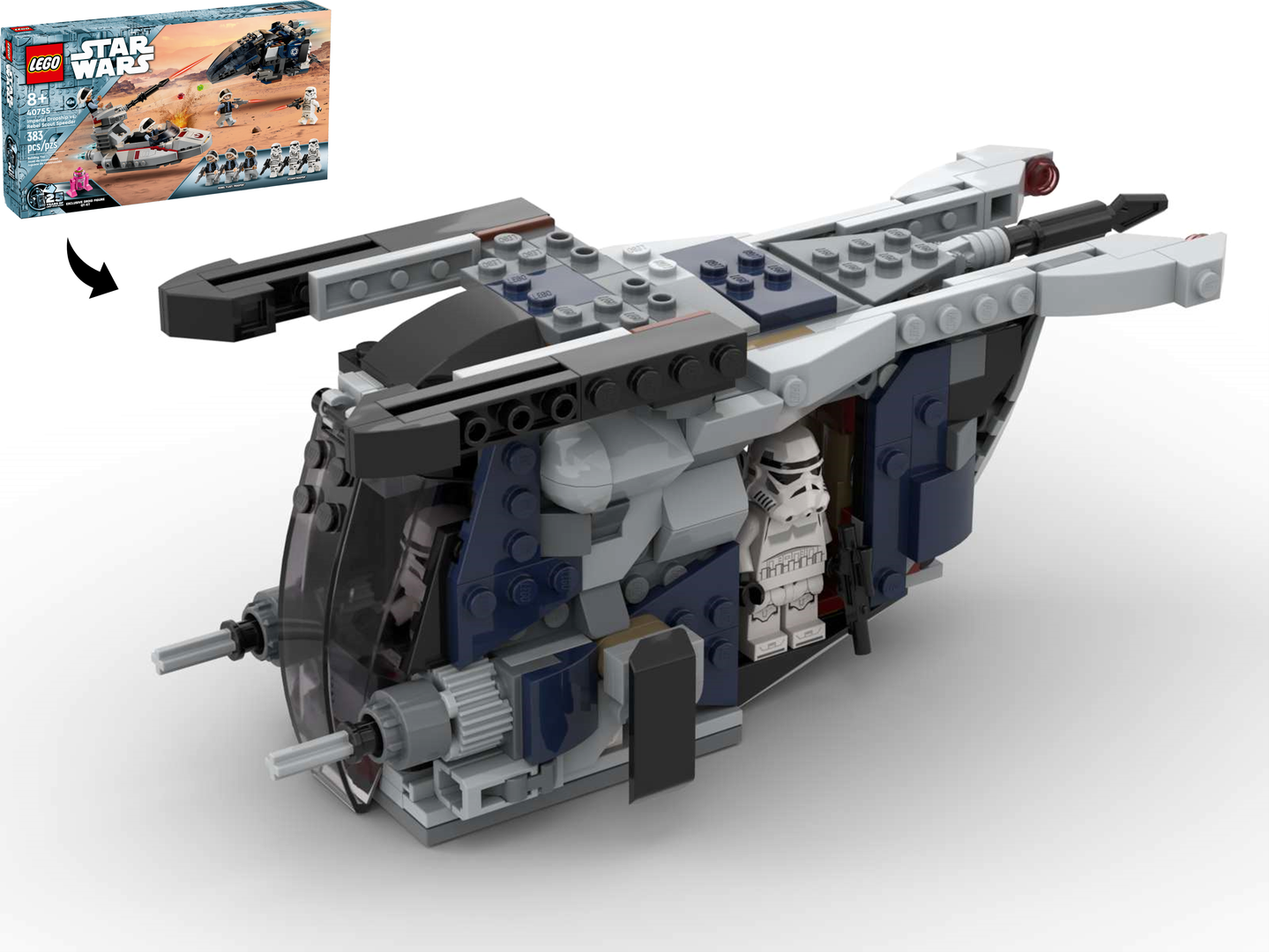 LAAT/le Police Patrol Gunship - Alternate Build of 40755 Imperial Dropship vs Rebel Scout Speeder alternate build