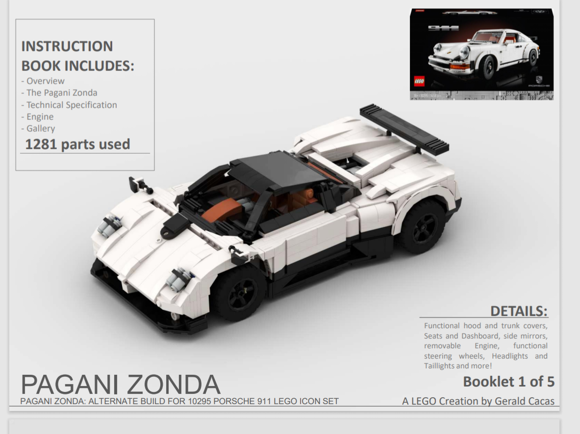 Pagani Zonda: Porsche 10295 set alternate build