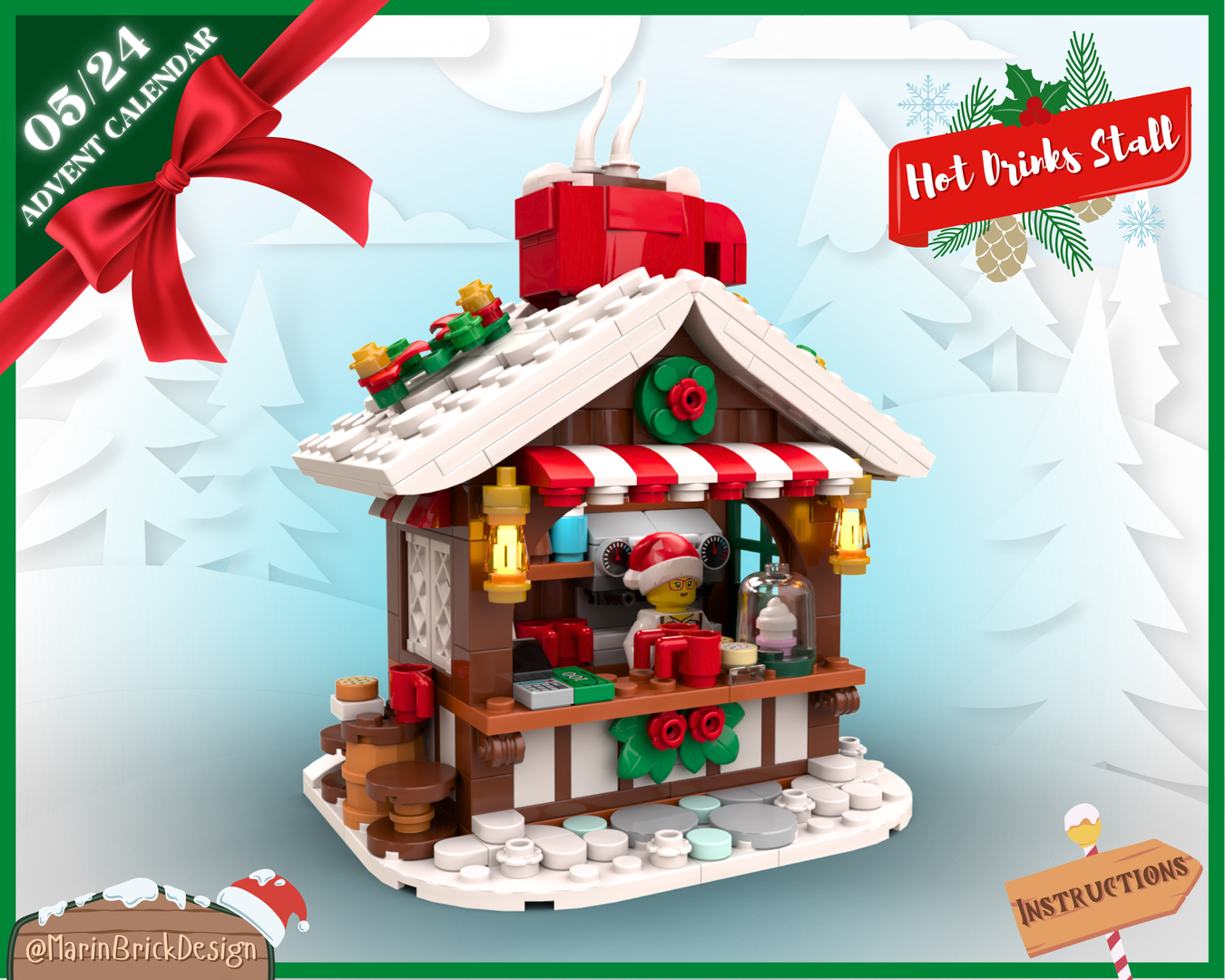 LEGO Christmas Hot Drinks Stall Coffee MOC - LEGO Advent Calendar 2024 MOC