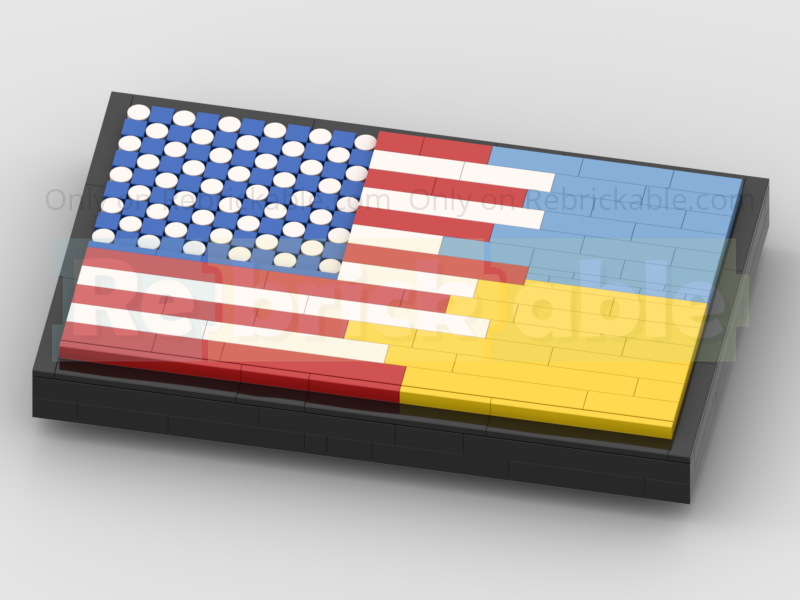 Mixed Flags w/ Display Stand - Ukrainian &amp; USA