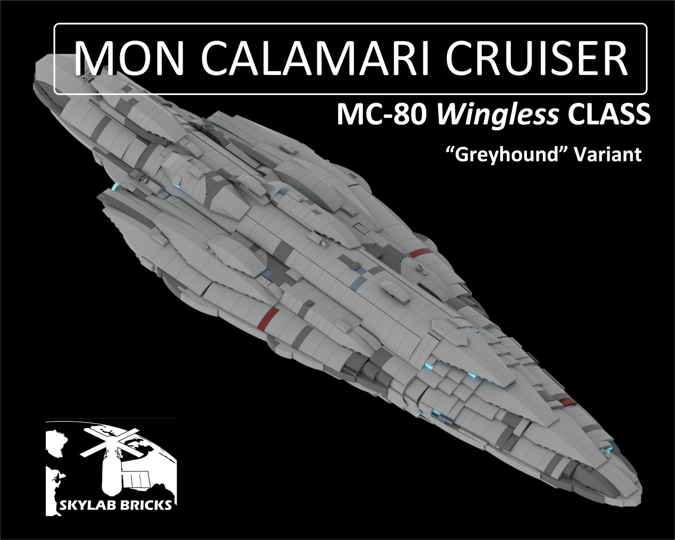 Rebel Alliance Mon Calamari MC-80 "Wingless" Class Heavy Battle Cruiser - Greyhound Variant