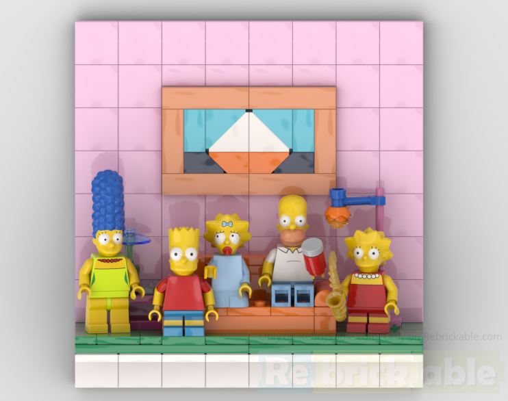 Simpsons Couch Scene Diorama fitting for IKEA "SANNAHED" 25 x 25 cm picture frame