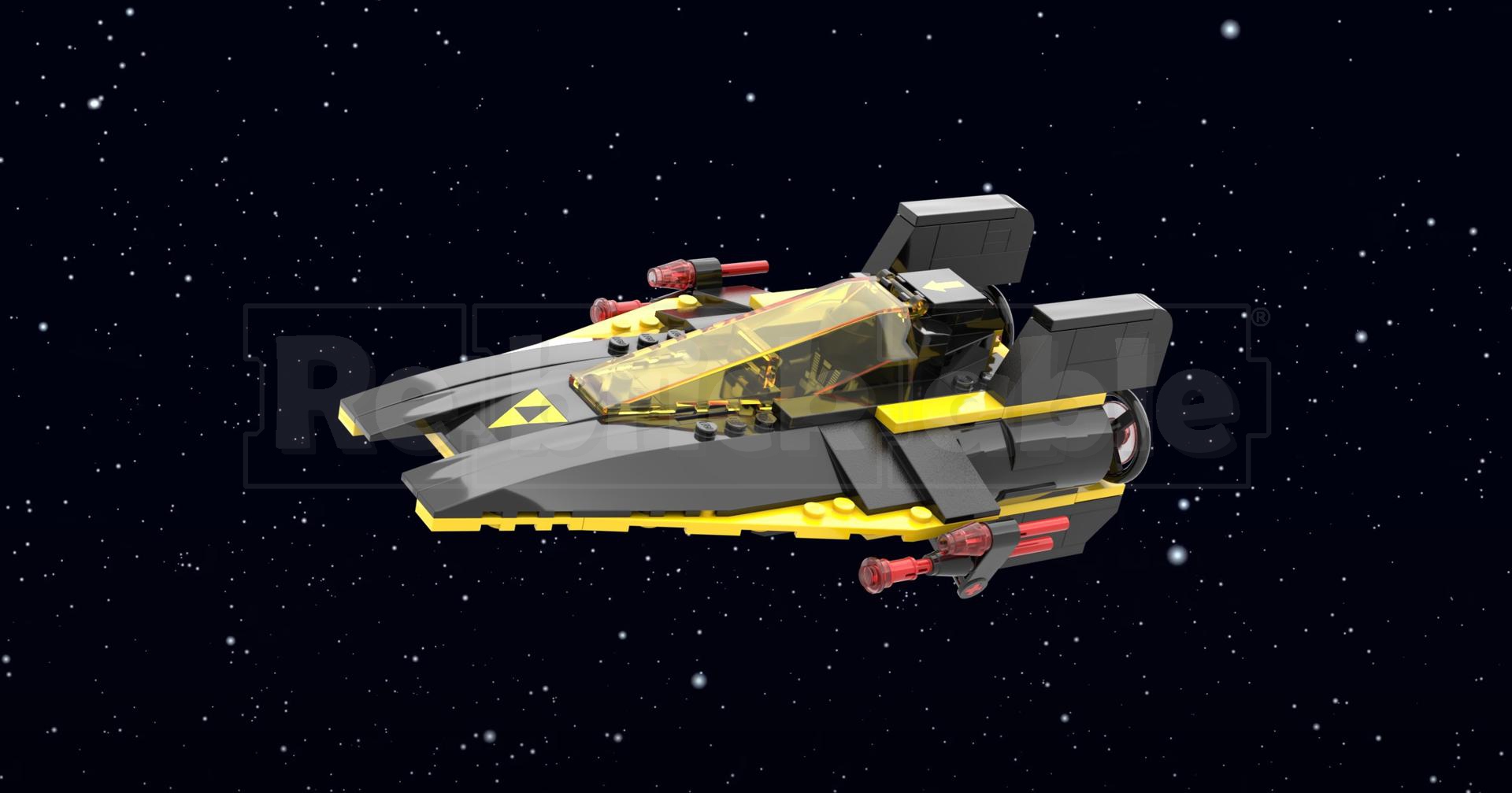 Blacktron-ified A-Wing based on the set 75003