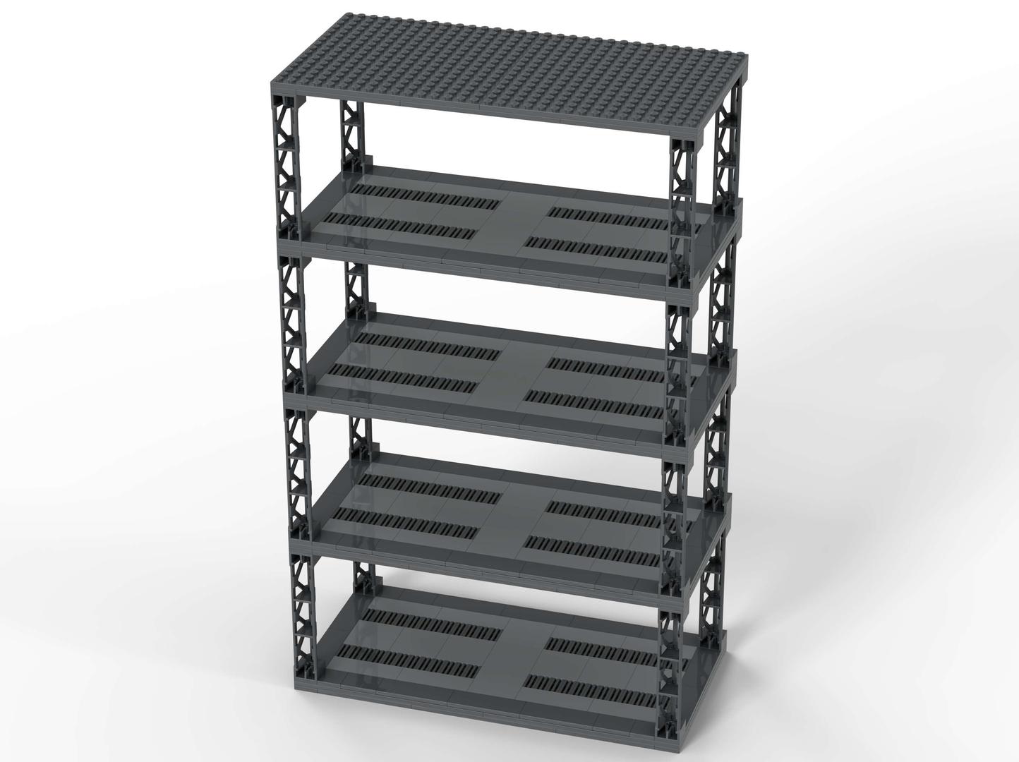 Modified 4-floor stand with garage-like ground on base 16x32