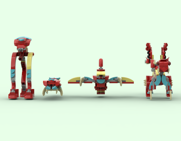 31145 Tripod, Horned Monoclaw, Rollipede, and Pteranodon