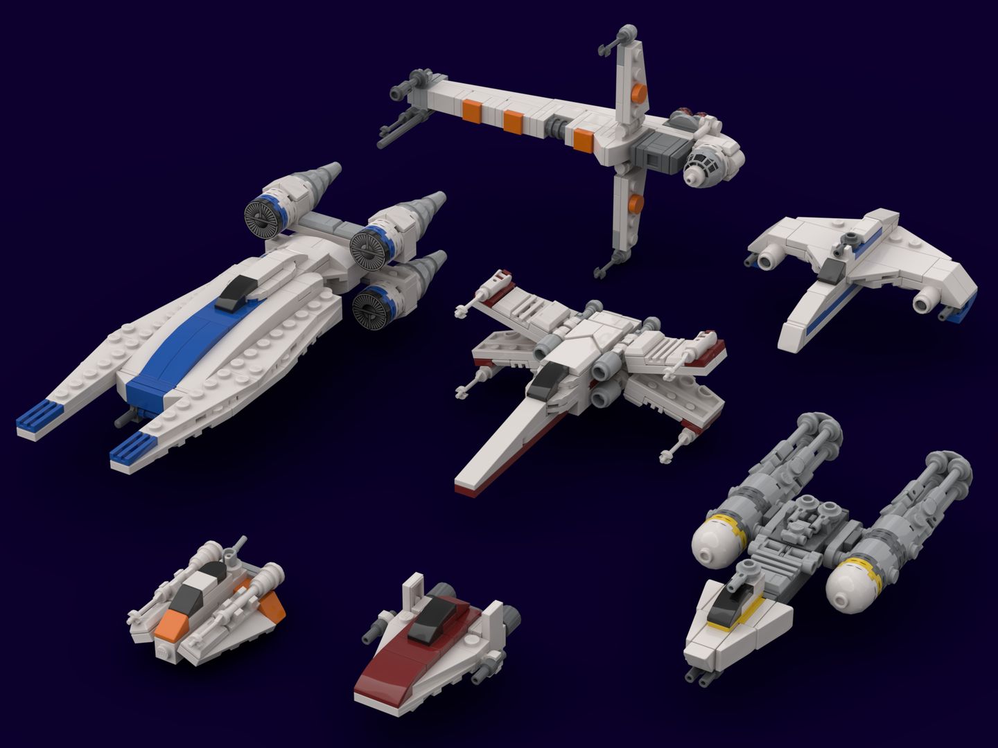 Rebel Fleet - X/Y/A/B/U/E-Wing and Snowspeeder (1:125 scale)