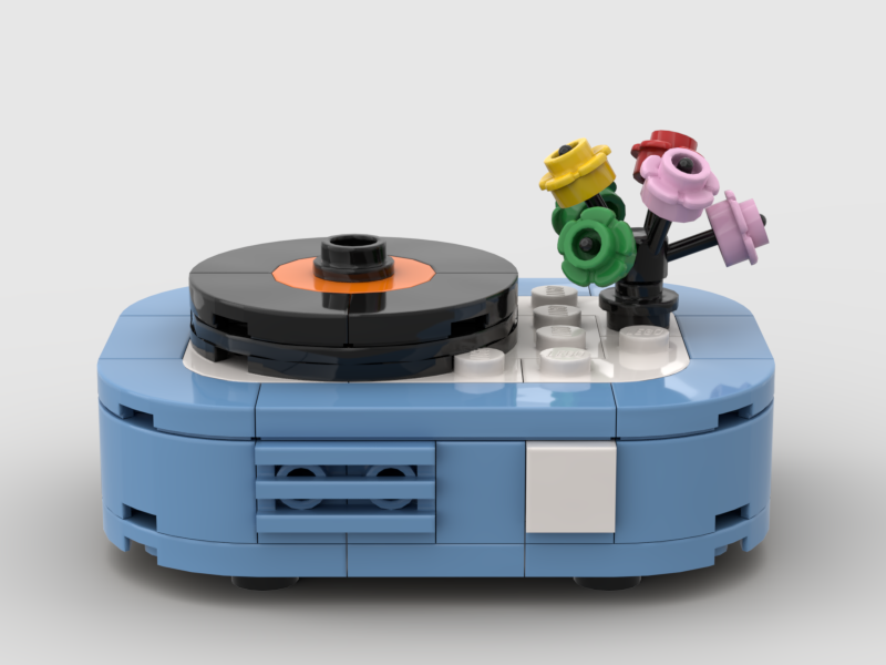 Mini Record Player with Flowers