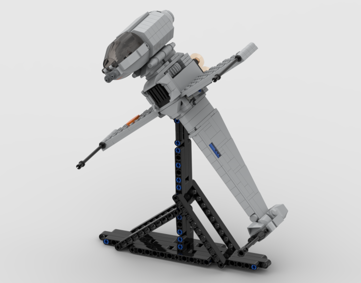 B-wing with geared wings and cockpit