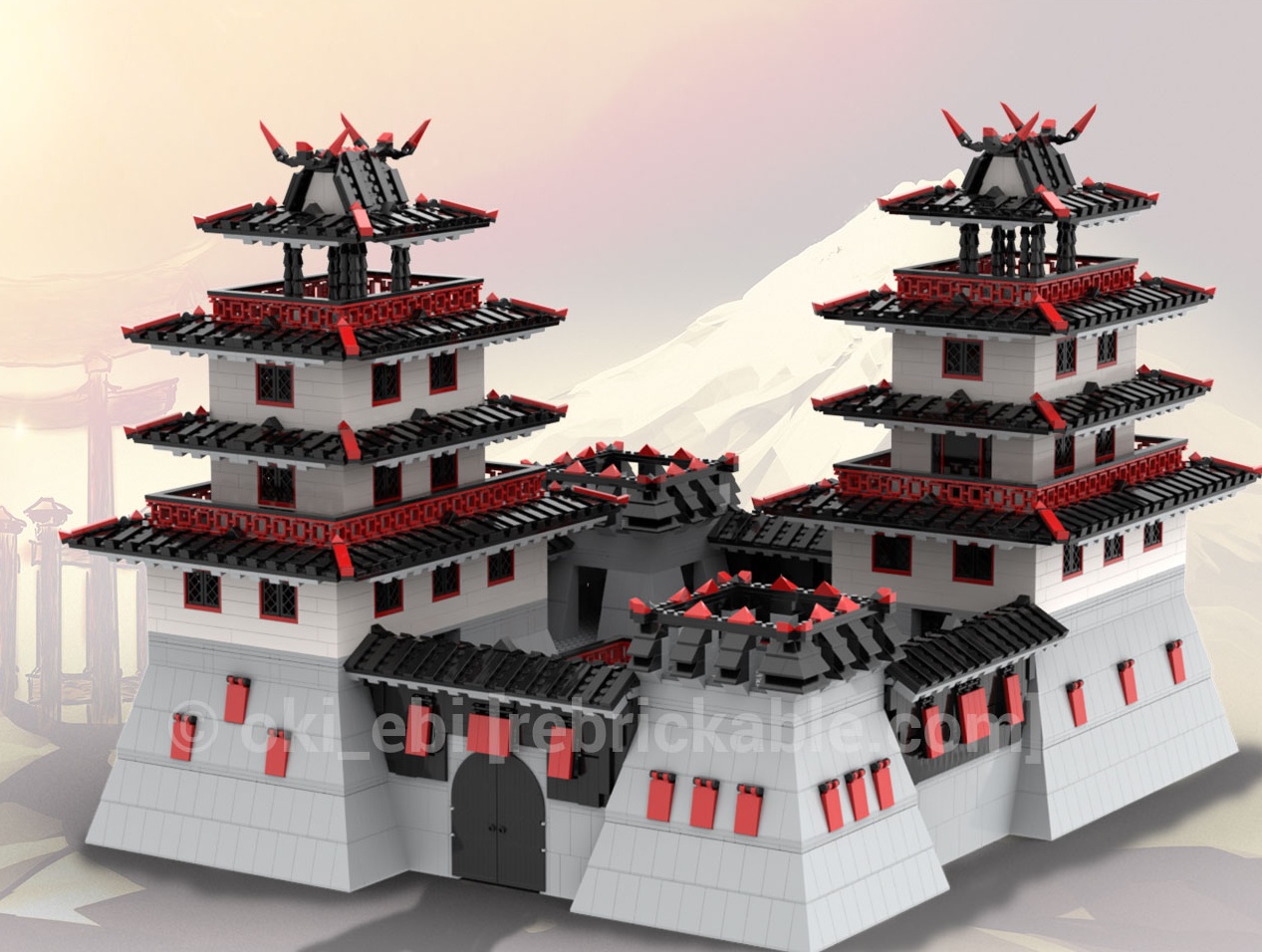 Japanese Samurai Fortress / Castle with 2 large towers (modular)