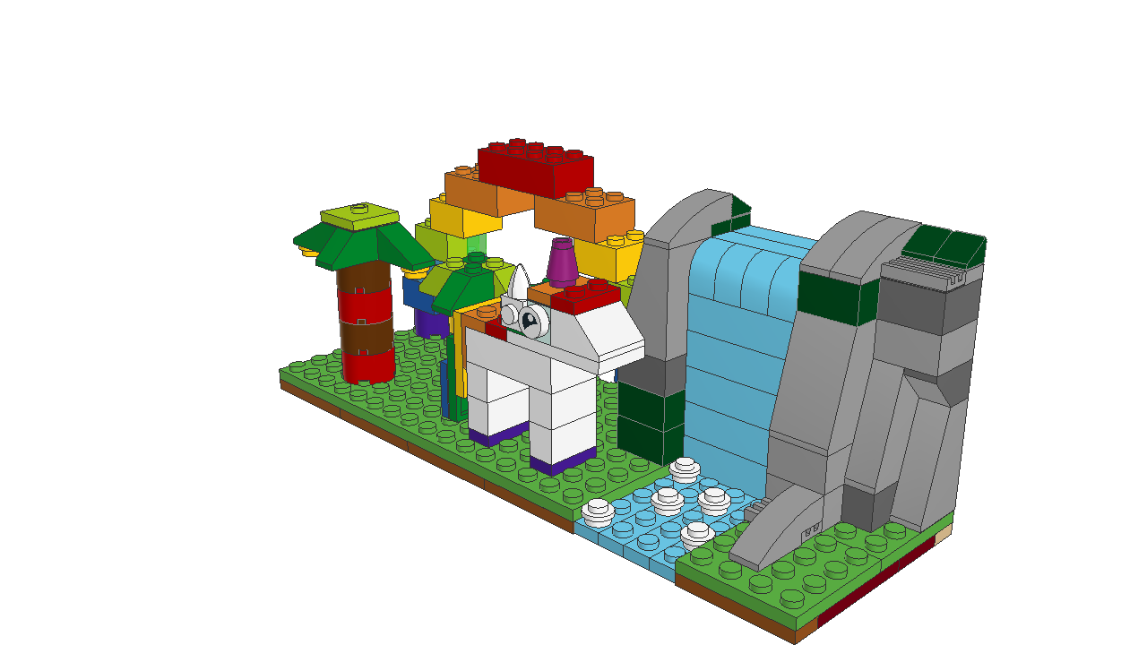 10696 Unicorn by a Waterfall