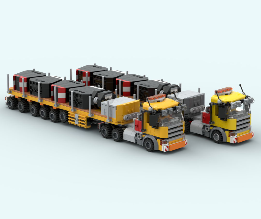 Construction Truck and Ballast Flatbed Trailer