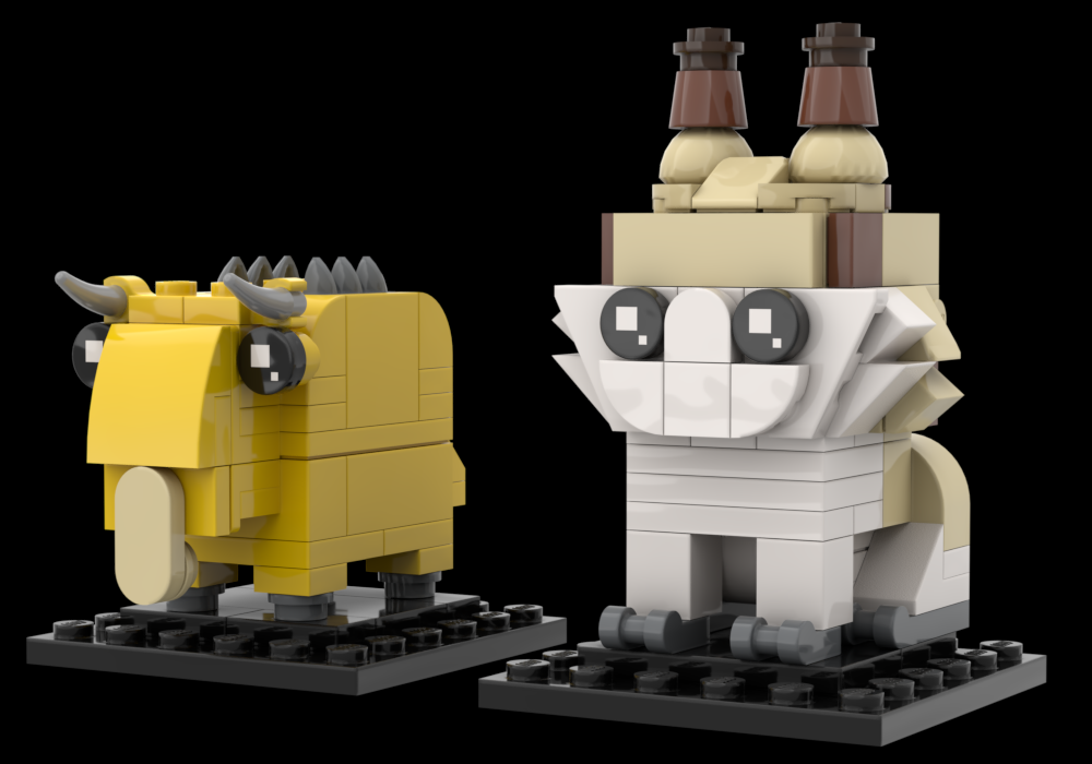 Puffer Pig and Loth Cat Brickheadz (MOC-212182) - LEGO MOC | MOC Tracker