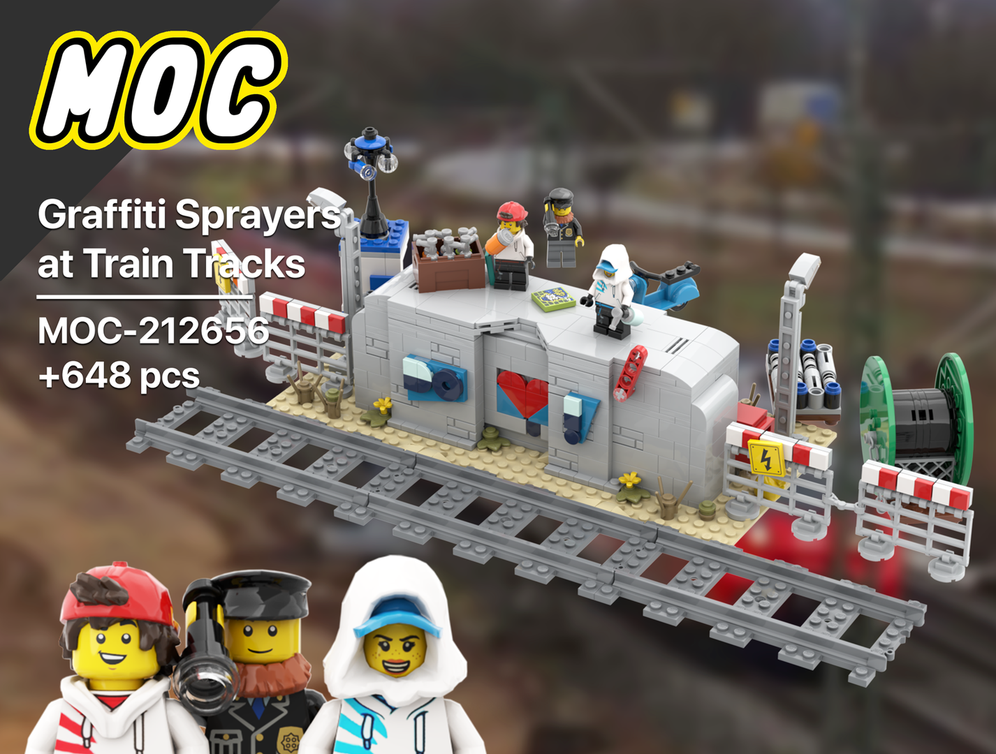 Graffiti Sprayer on Construction Site near Train Tracks | City | Trains