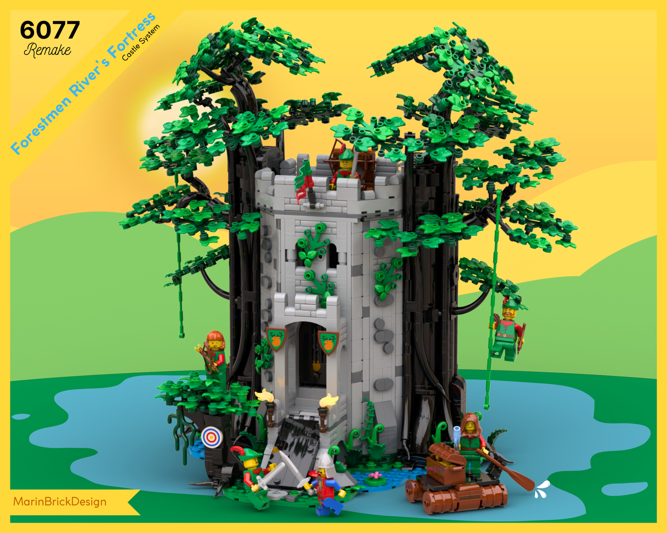 LEGO 6077 Remake Forestmen River's Fortress Instructions MOC - Lego Medieval Castle Fantasy Moc