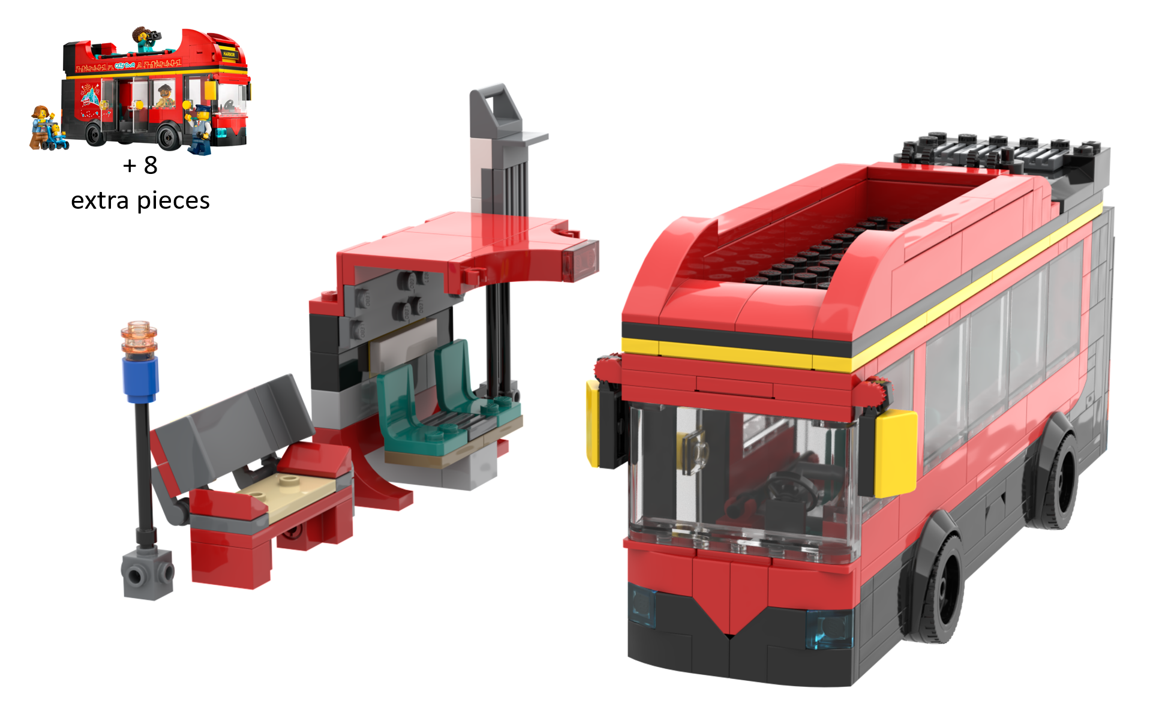 MOC - Coach with Stop - Alternate Design of Set 60407 Double-Decker Sightseeing Bus