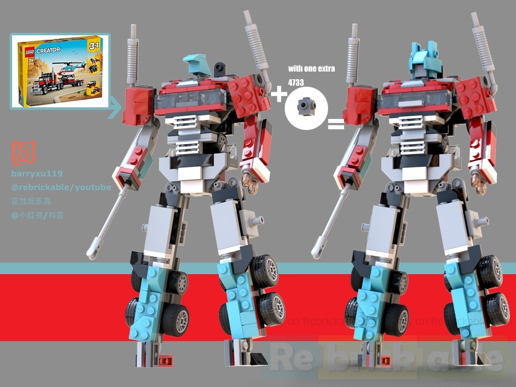 Transform the 31146 small truck into Optimus Prime!