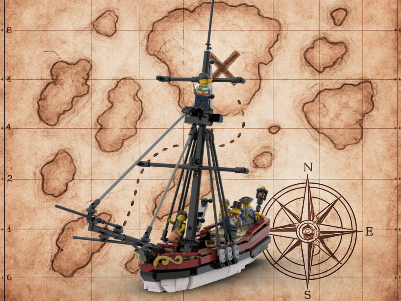 ⚓ THE HAWK - Privateer Cutter | Full Rigging &amp; Crew | Rare Figure Head