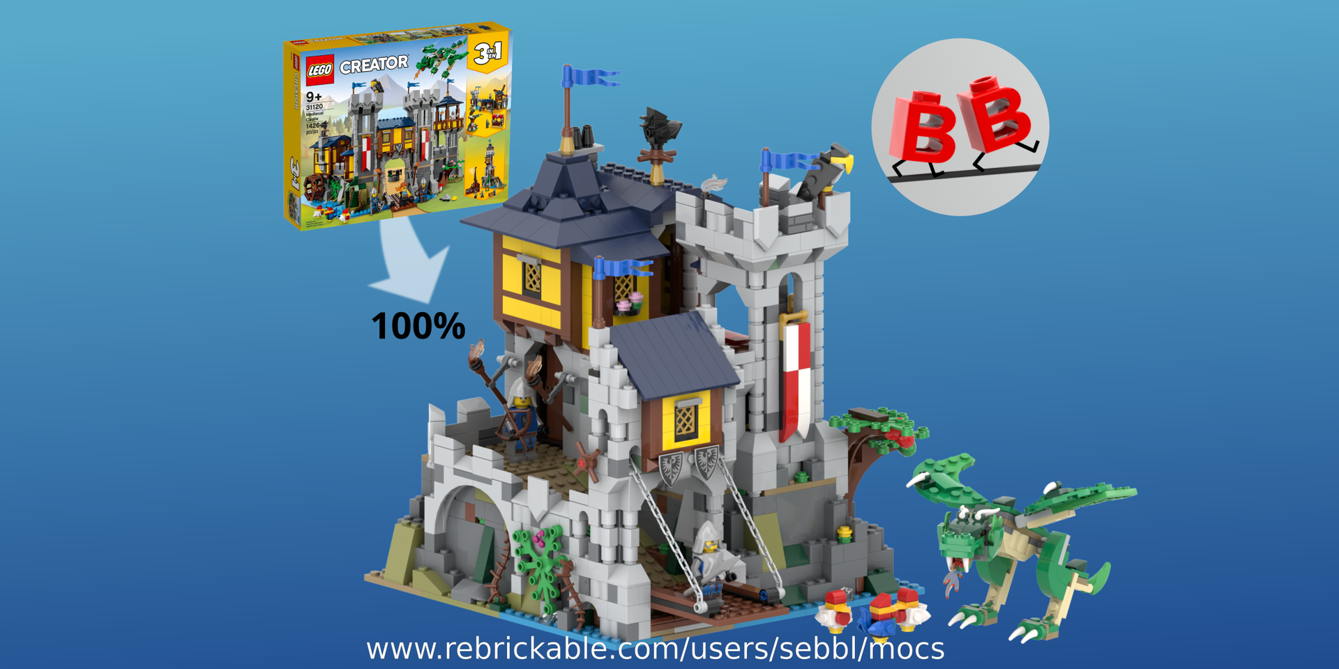 31120: Complete Black Falcon's Aerie - 100% Parts Used!