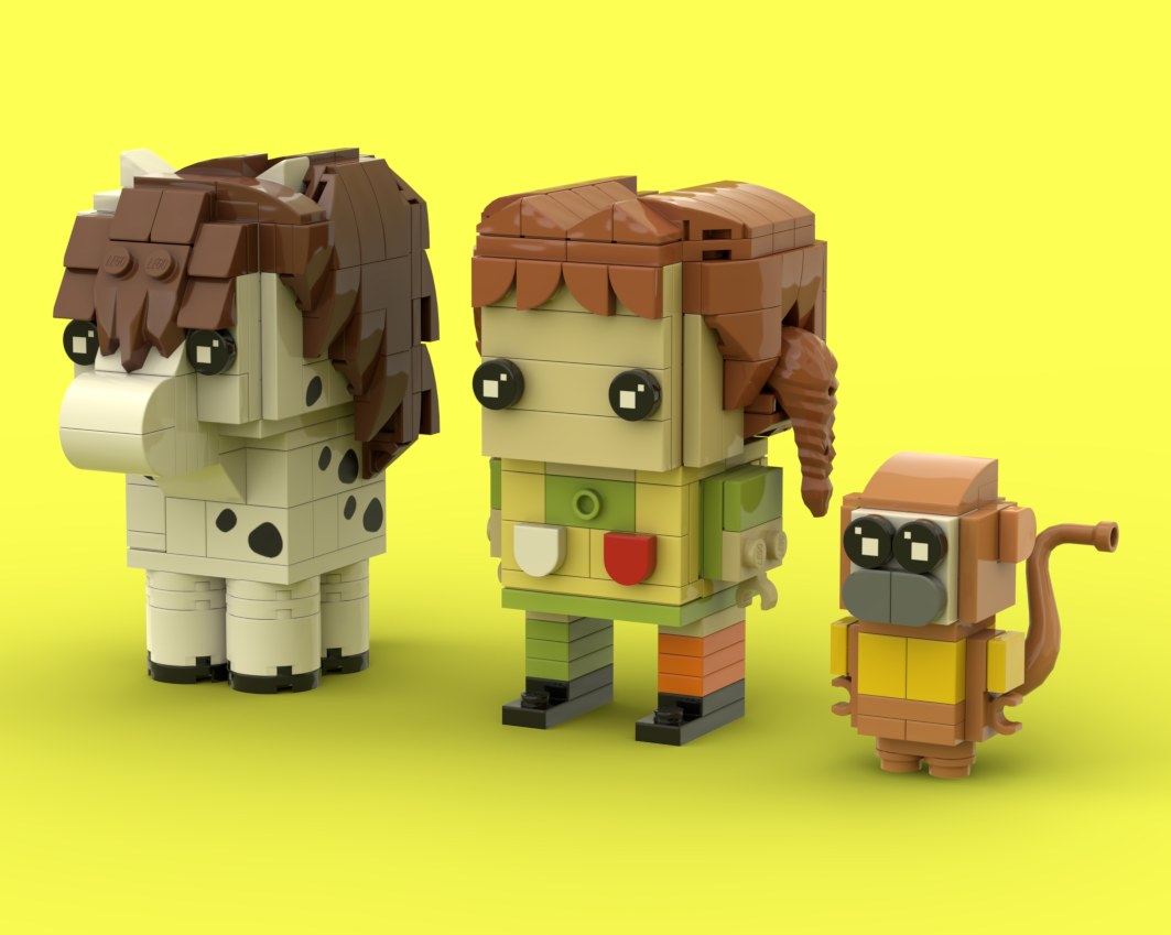 Pippi Longstocking, Horse and Mr. Nilsson (Pippi Långstrump, Lilla Gubben och Herr Nilsson) Brickheadz