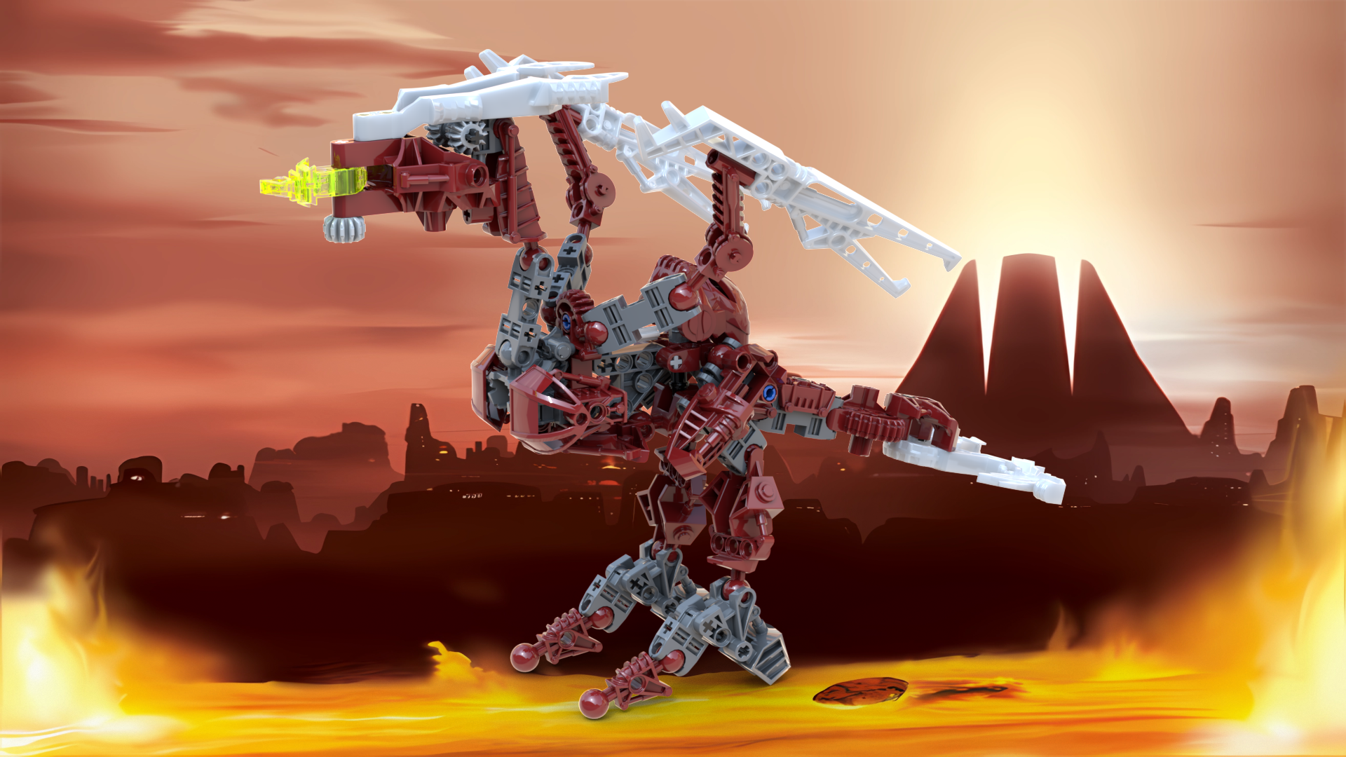 Metru Dragon Combiner Model (Toa Vakama and Vahki Nuurakh)
