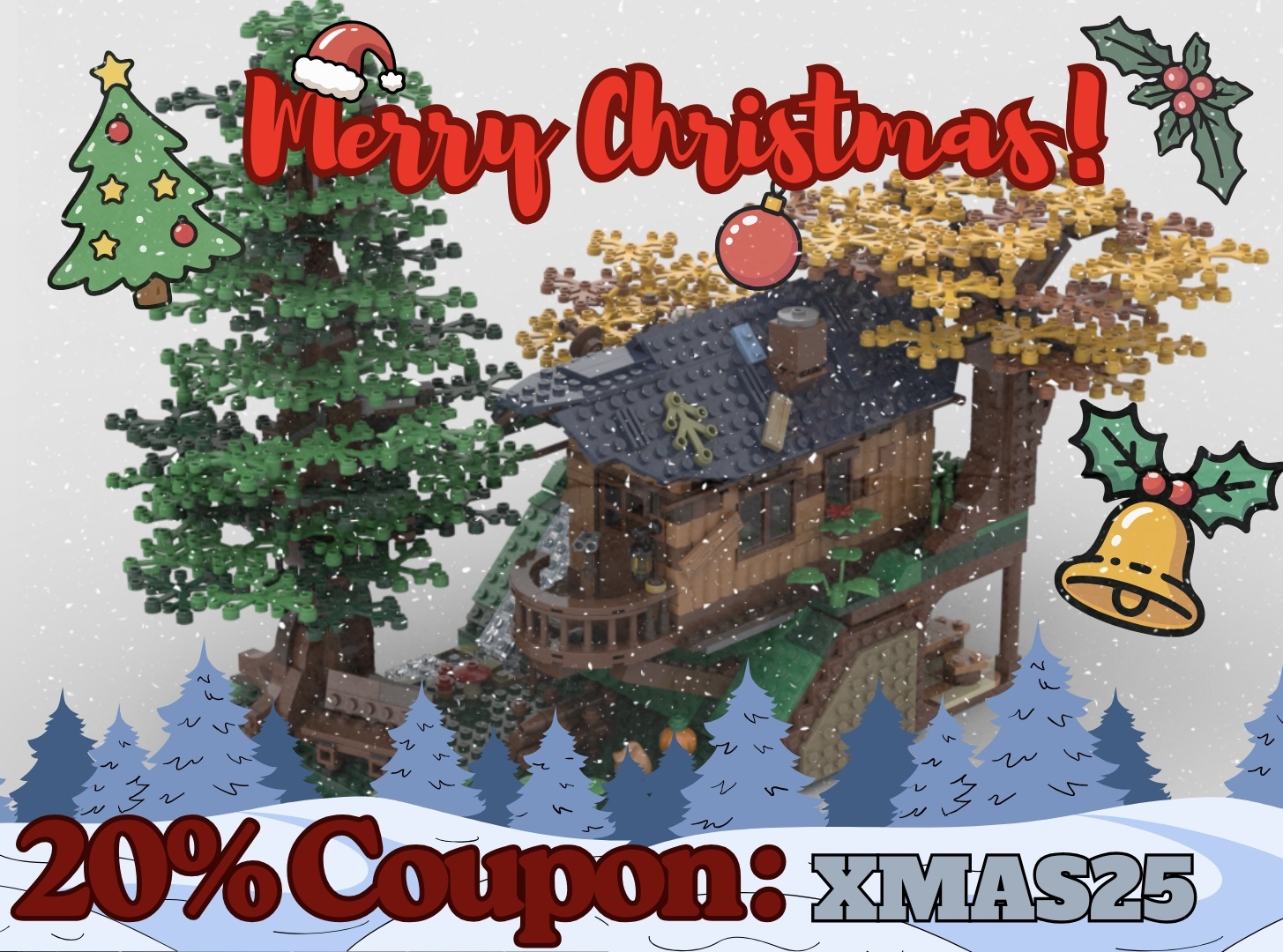 -20% Coupon: XMAS25 / 21318 Tree House Alternative Build / Hut with Secret Cave